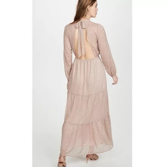 Revolve MinkPink Maxi Dress Medium Spring Tired Swiss Dot Feminine Open Back - Picture 5 of 13
